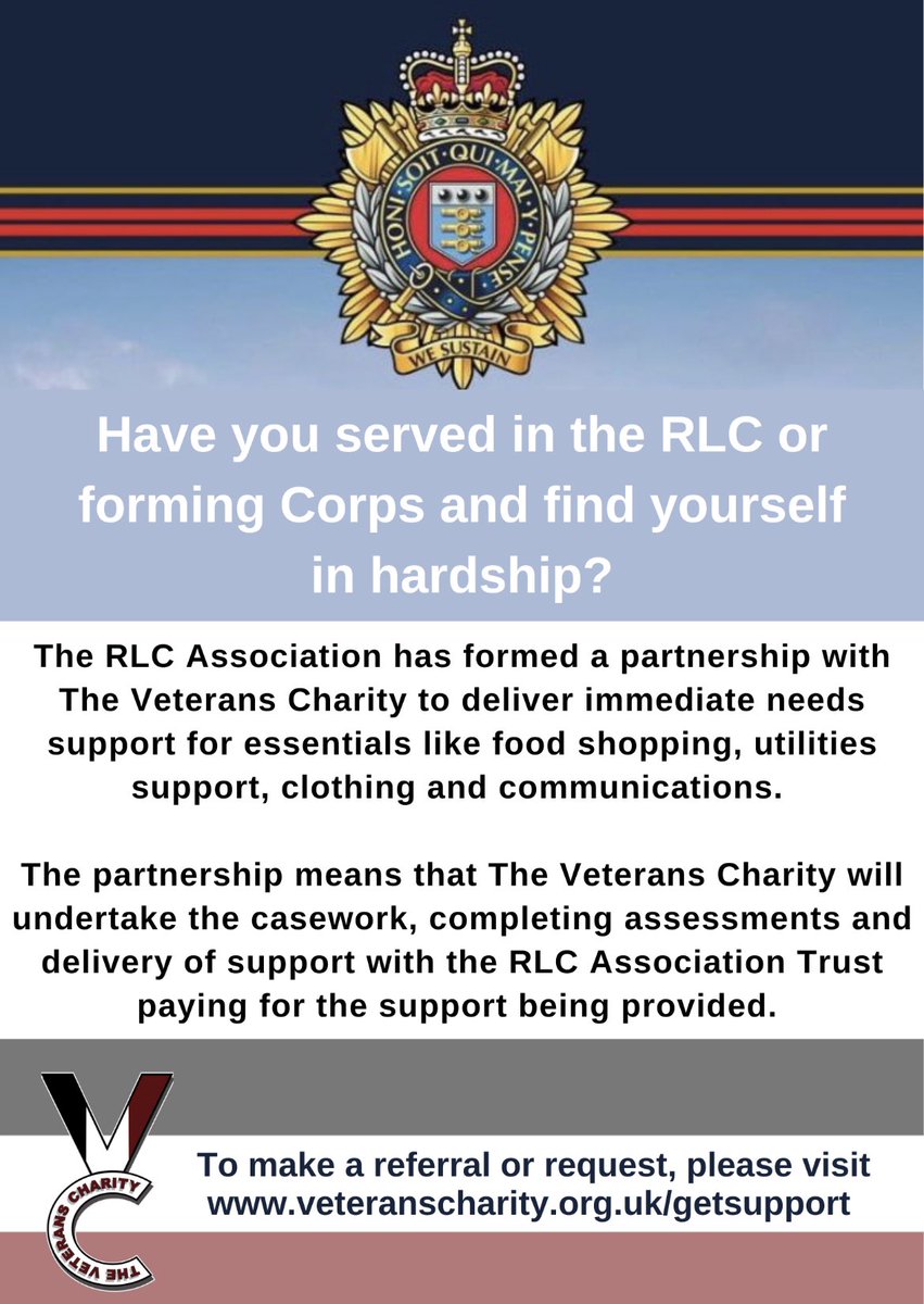 Our partnership with the @UKArmyLogistics began in July last year and has already delivered rapid support to more than 100 Veterans of the RLC and Forming Corps! If you know of a Veteran of the Corps who might be battling hardship and in urgent need of daily essentials such as…