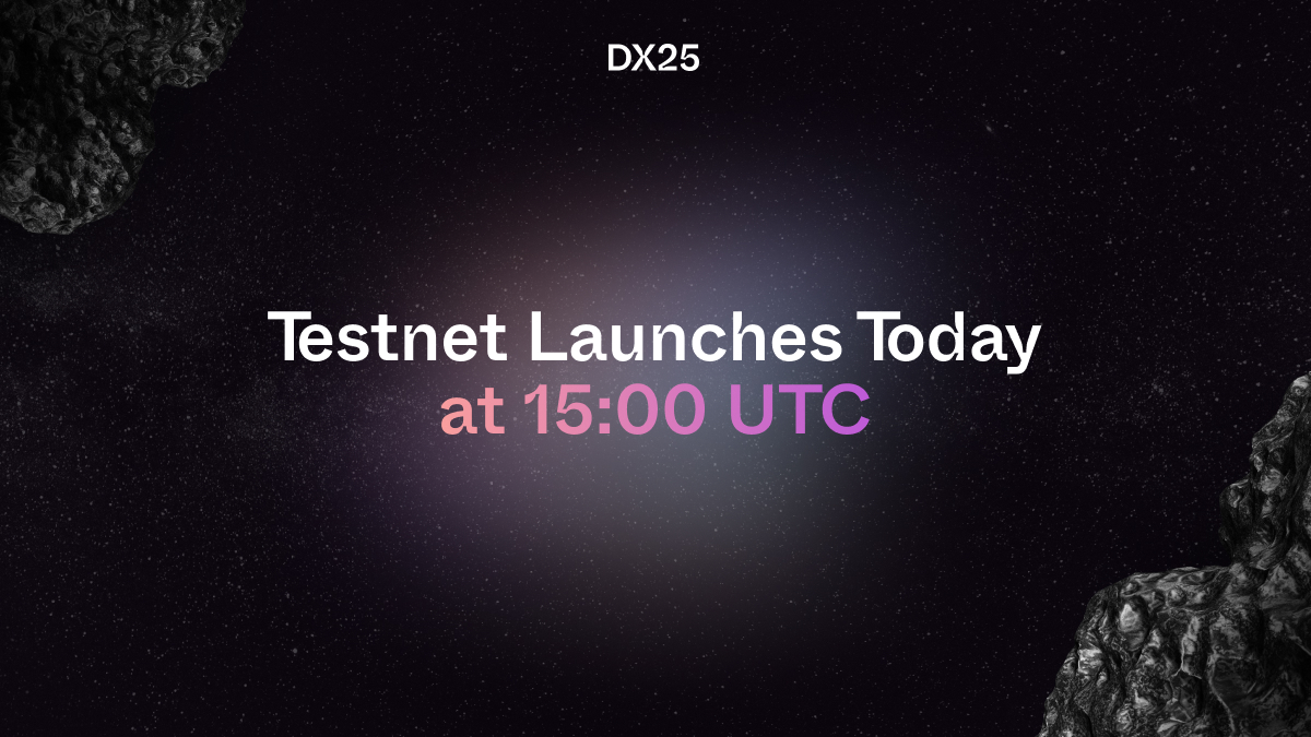 DX25 (@dx25labs) on Twitter photo We are pleased to announce that the DX25 Testnet will launch at 3pm UTC today! 🛸 We are pleased to announce that the DX25 Testnet will launch at 3pm UTC today! 🛸