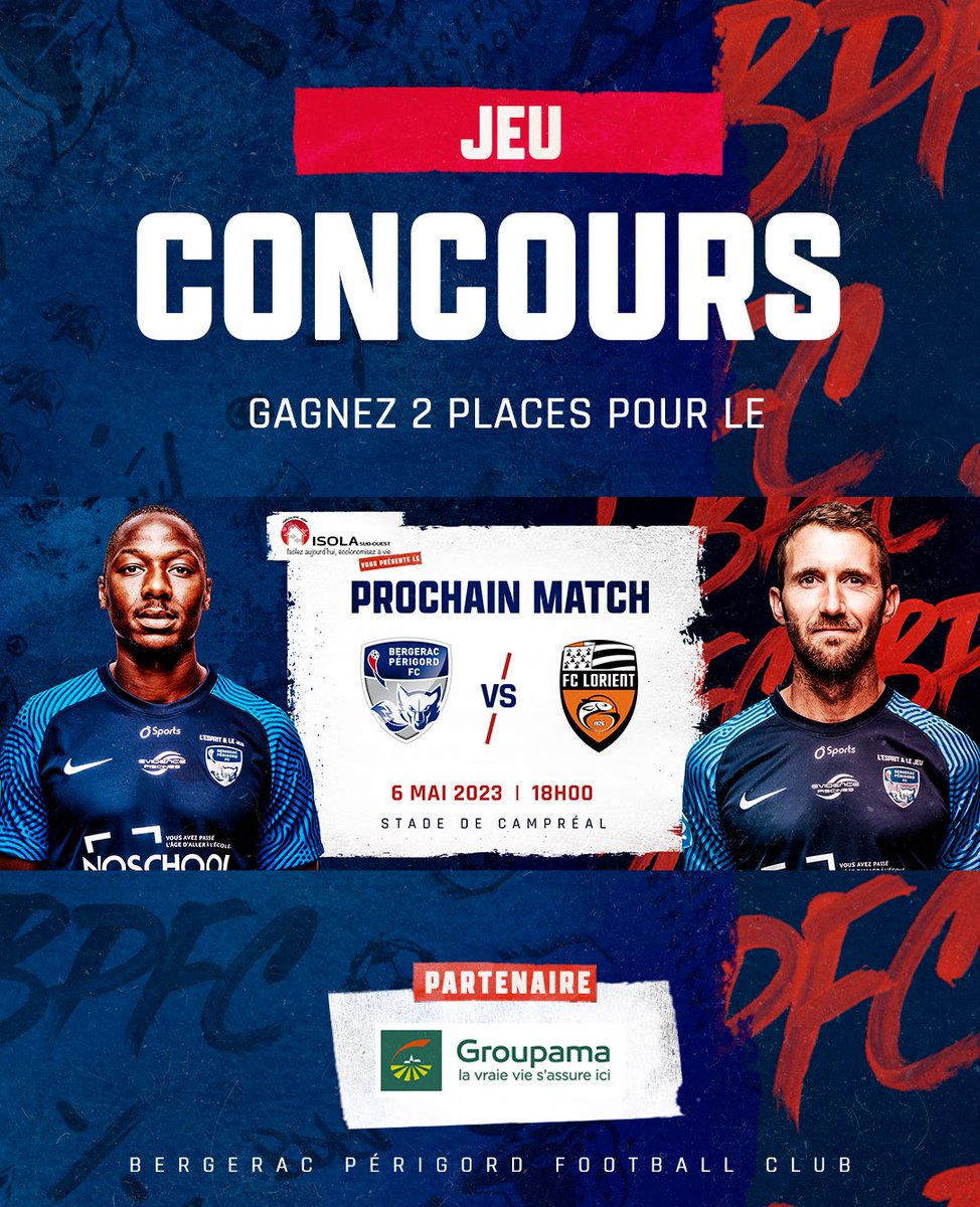 BPFC24's tweet photo. Notre partenaire @GroupamaCA vous fait gagner 2 places pour le match de ce samedi 🎟️

🎰 Pour cela : 
👤 Identifiez une personne avec qui vous voulez voir le match
🔄 Retweetez ce tweet 

🔚 Fin du jeu ce jeudi à 13h00🍀
#BPFC 🔵🔴 #JeuConcours https://t.co/IHCQfiAD8B