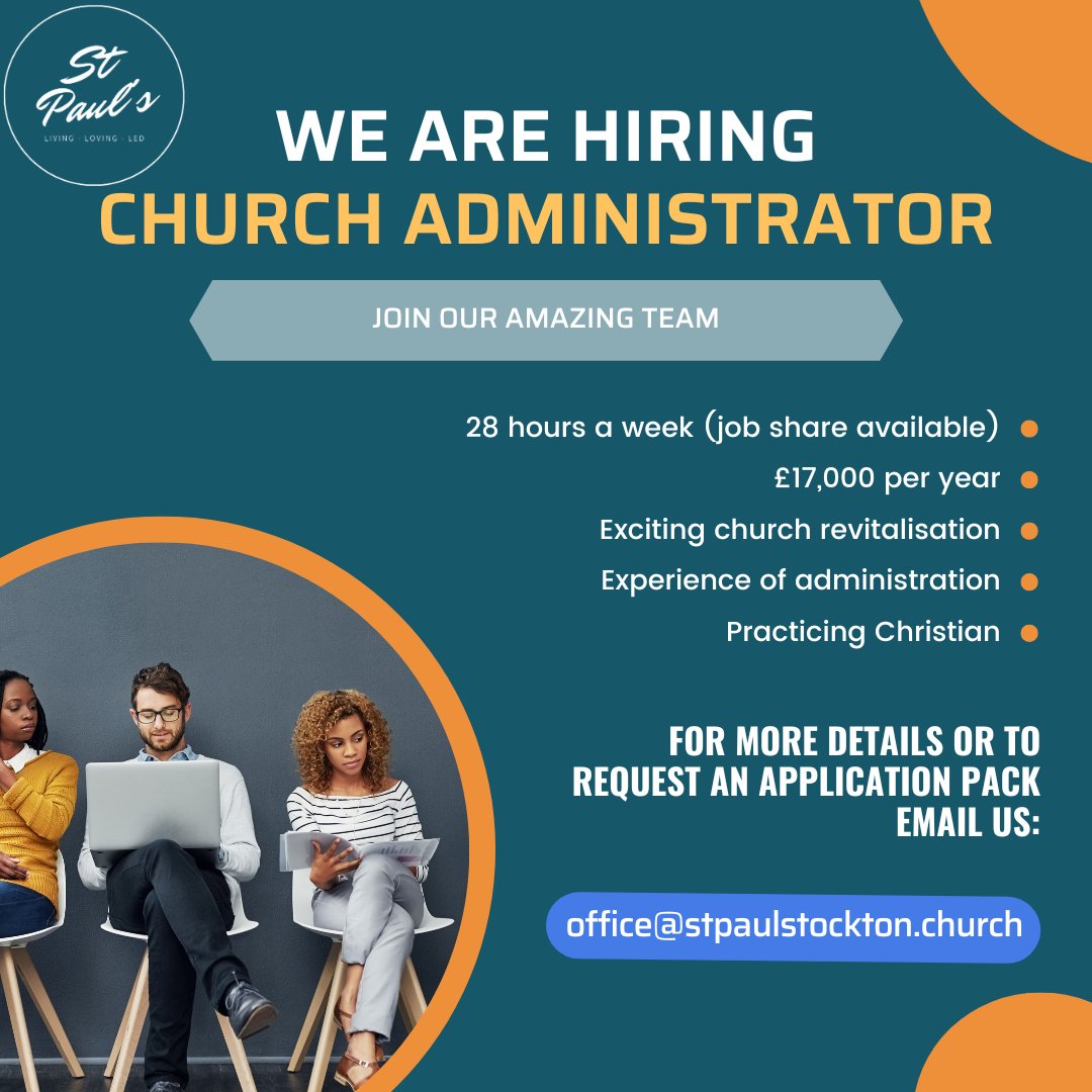 JOB ALERT!  St. Paul’s, Stockton is seeking a Church Administrator. More 👉 bit.ly/3NyomR1 #NEJobs #AdminJobs #AdministrationJobs #ChurchJobs #ChristianJobs