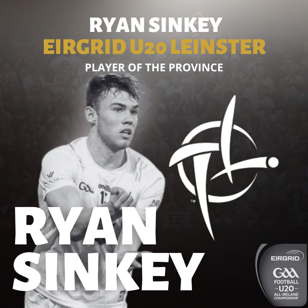 KildareGAA's tweet photo. Massive congratulations to Ryan Sinkey as he has been awarded the Eirgrid U20 Leinster Player of the Province award.

Well done Ryan, a very proud day for you and your family. 

@NaasGAA  @NaasGAA_SF https://t.co/W8QIU6oWJJ