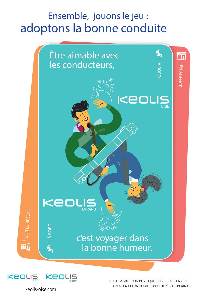 keolisoise's tweet photo. Voyageons mieux, ensemble !
Adoptons la bonne conduite afin de lutter contre les incivilités à bord, en agence et sur le réseau
#keolisoise #keolisevrard #campagnecivisme #keolisgroup https://t.co/n7mHtN1eL1