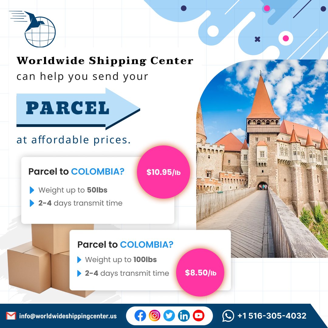 Parcel to send to Colombia?
Why wait? 🕒
Call us to send your parcel  

#worldwideshippingcenter #wwsc #Floralpark #shippingcenterinFloralpark #Fedexinfloralpark #UPScenterinfloralpark #DHLinfloralpark #ParcelShipping #ReliableService #WorldwideShippingCenter #colombia