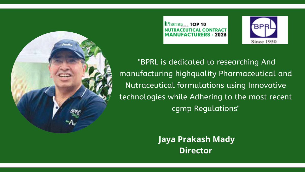 pharma_outlook's tweet photo. #BPRL has been selected by India Pharma Outlook as one of the Top '10 Nutraceutical Contract Manufacturers - 2023'.
Article: https://t.co/aECygZu3GY
Jaya Prakash Mady, Director
#manufacturers #manufacturingindustry #manufacturing #manufacturingtechnology #nutraceuticalsector https://t.co/DfM1xm3sCz