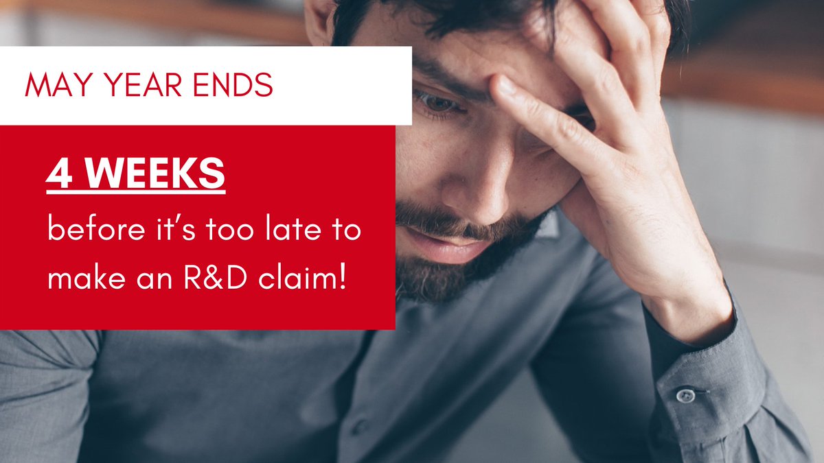 Have a client with a MAY Year End?

They have JUST 4 WEEKS to make an R&amp;D claim.

Miss it, and they’ll lose their claim.

Don’t wait, act now.

#accountingandaccountants #uksmallbusiness #uktax