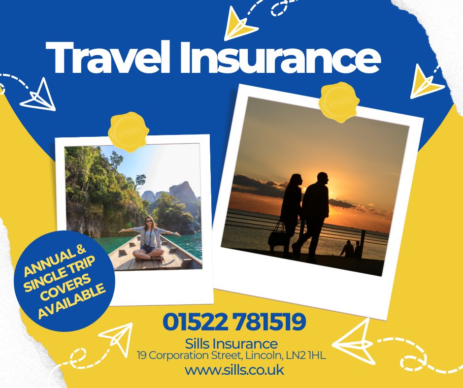 SillsInsurance's tweet image. Are you looking for TRAVEL INSURANCE?. We offer holiday covers including annual or single trip cover!!. Contact our offices on 01522 527232 or visit us online at sills.co.uk #sills #sillsinsurance