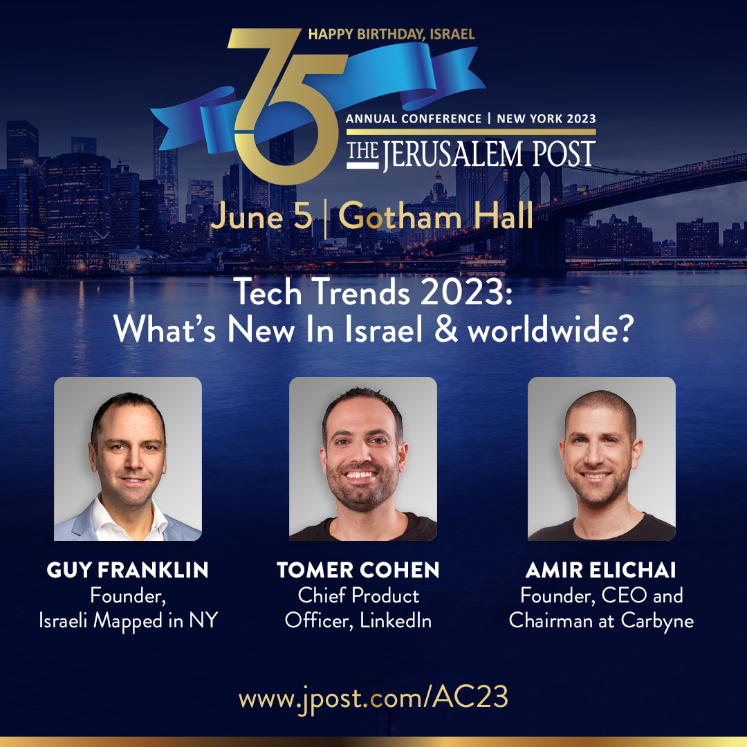 What is new in the tech world?

Do not miss the Jerusalem Post Annual Conference to find out - jpost.com/AC23

<a href="/cohentomer/">Tomer Cohen</a> | <a href="/guyfranklin_/">Guy Franklin</a> | <a href="/amirelichai/">Amir Elichai</a>
