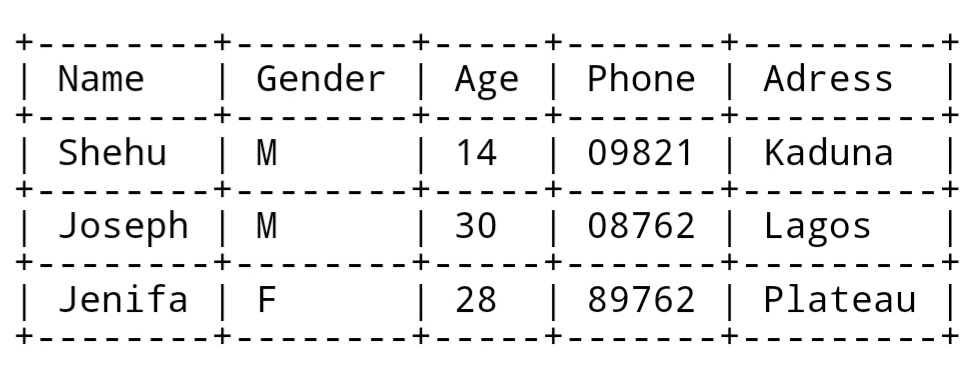 usmanuu_'s tweet image. The asterics(*) implies that all records should be selected from the DATA table. It returns all the records.
#31DaysofSQL #programming