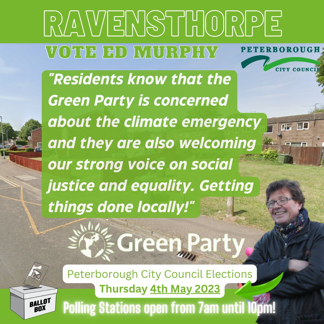 Darren_Fower's tweet photo. 🗣️ "After 23 years of a Tory-controlled Council in #Pboro, the Greens stand out as a compelling choice for fans of a more sustainable and progressive future." #GetEdElected
#EdMurphy #GetGreensElected #GreenParty #Ravensthorpe #PCCelections23 #Peterborough #LocalElections https://t.co/xbP0Yksrnz