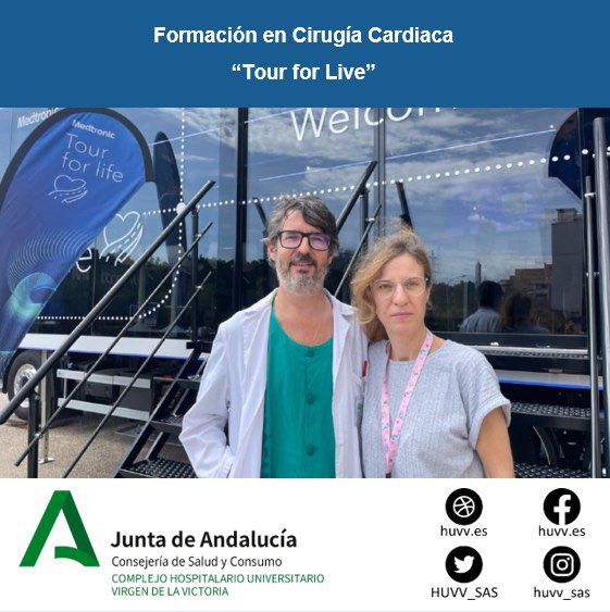 Hospital Clínico Virgen de la Victoria (@huvv_sas) on Twitter photo 🔵 Nuestro hospital acoge estos días el camión “Tour of Life” de <a href="/MedtronicES/">Medtronic España</a> <a href="/Medtronic/">Medtronic</a> <a href="/TouchSurgery/">Medtronic Digital Surgery</a> <a href="/saludand/">Consejería de Salud y Consumo</a> <a href="/practicaseguras/">Seguridad del Paciente</a> para la formación en las últimas técnicas de #CirugíaCardiaca, y perfusión, a través de simuladores y talleres prácticos.
<a href="/ACorazonHUVV/">Área del Corazón del HUVV de Málaga</a> 🔵 Nuestro hospital acoge estos días el camión “Tour of Life” de <a href="/MedtronicES/">Medtronic España</a> <a href="/Medtronic/">Medtronic</a> <a href="/TouchSurgery/">Medtronic Digital Surgery</a> <a href="/saludand/">Consejería de Salud y Consumo</a> <a href="/practicaseguras/">Seguridad del Paciente</a> para la formación en las últimas técnicas de #CirugíaCardiaca, y perfusión, a través de simuladores y talleres prácticos.
<a href="/ACorazonHUVV/">Área del Corazón del HUVV de Málaga</a>