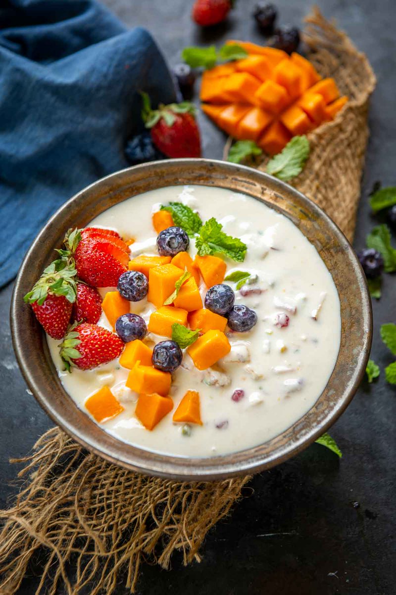 Fruit Cream is an Indian dessert with fresh fruits added to a creamy base. This fruit salad with cream is super easy to make and tastes very refreshing. Make it using my easy recipe (vegetarian, gluten-free).
Recipe link - whiskaffair.com/fruit-cream-re…