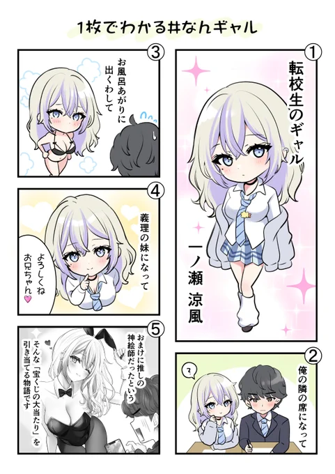 現在発売中のラノベ「なーんにもできないギャルが唯一できるコト」の紹介漫画を描きました!涼風かわいいよ💜 #なんギャル #漫画が読めるハッシュタグ