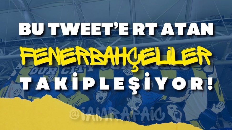 🟡TAKİPLEŞME ETKİNLİĞİ🔵

🔵GT yapan hesaplar
🟡<a href="/BogaTayfa/">Boğa Tayfa</a> - <a href="/iamrapaic/">Rapaic</a>

🔵Bu tweeti beğen
🟡Yoruma "GT" yaz
🔵Tweeti retweetle

🟡Bu tweeti RT’leyen herkesi takip et
🔵Yoruma "GT" yazan herkesi takip et

#SVSvFB 
#Fenerbahçe
#FenerinMaçıVar  
#FenerbahçelilerTakipleşiyor
