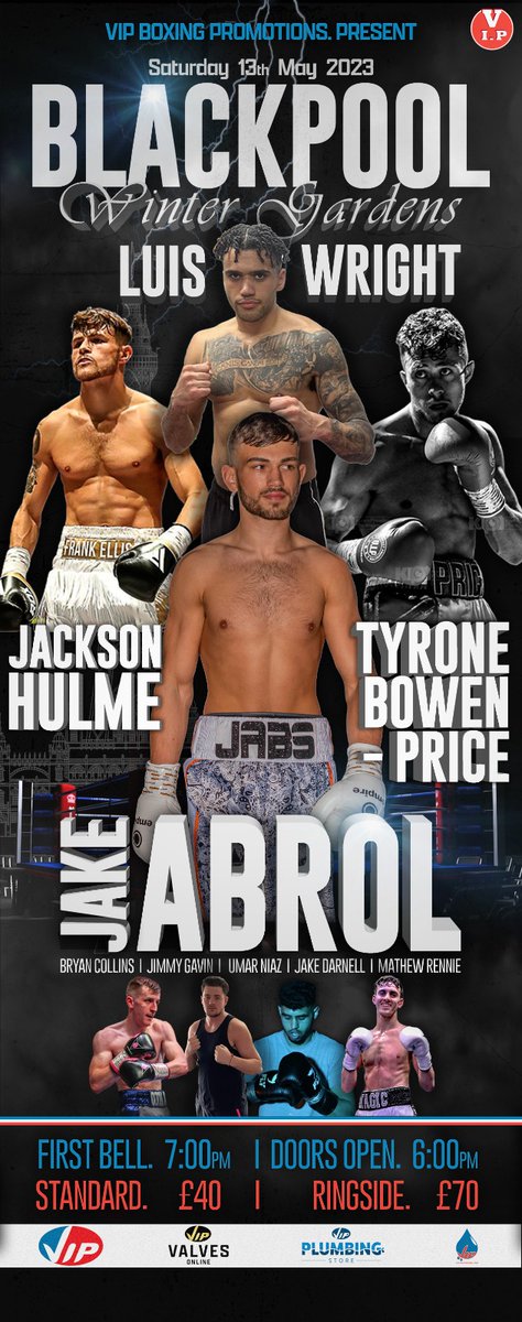 BOXER PROFILE🥊

Jake 'JABS' Abrol (<a href="/abrol_jake/">Jabs</a>)
Residence: Blackpool
Age:20
Record:6-0
Weight: Welter
Next fight:13th May

Trains under his father Andy Abrol at sharpstyle gym and is regarded as one of the best prospects in the country!

#VIP #VIPBoxing #Boxing #Blackpool