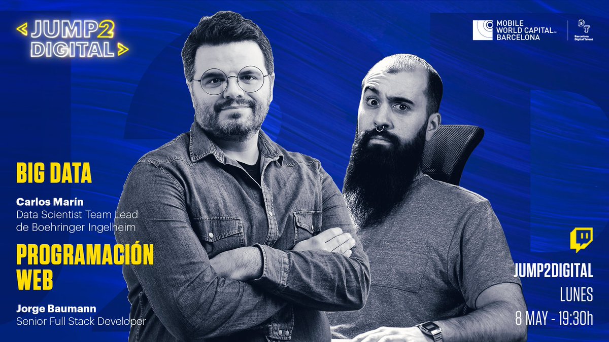BDTalent's tweet photo. 📆EN DIRECTO el 08/05 a las 19:30h en #Twitch👇 

1⃣ @BoehringerES sobre cómo el #BigData ayuda a lanzar productos en el sector farmacéutico 

2⃣ @baumannzone aprendemos de #DesarrolloWeb, ser o no ser freelance ❓, proyectos y ¡más!

📲¡Te esperamos! https://t.co/Ry9PRq8VWa https://t.co/stOYgC8o2U