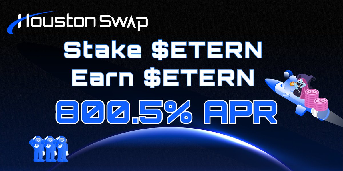 New Monthly Vault is LIVE! ⚡️⚡️
Stake $ETERN to earn $ETERN with over 800% APR 💰
app.houstonswap.io/stake

#HoustonSwap #AptosEcosystem #Aptos <a href="/eternalfinance_/">Eternal Finance</a>