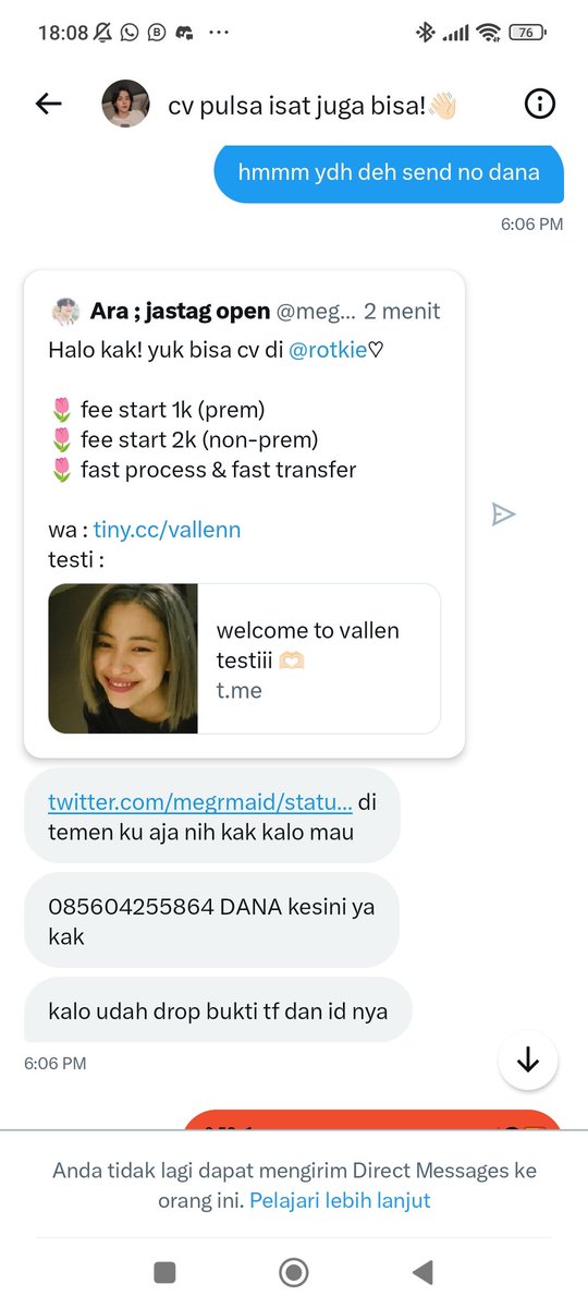 arseyyies's tweet image. HATI HATI SCAMMER! jangan mau beli di @sendizri penipu awoakw rasain🤪

 janji gak nipu cantik? @sendizri wkwkwk @sendizri

#zonauang #zonaba #zonajajan #zonabu hati hati semuanya