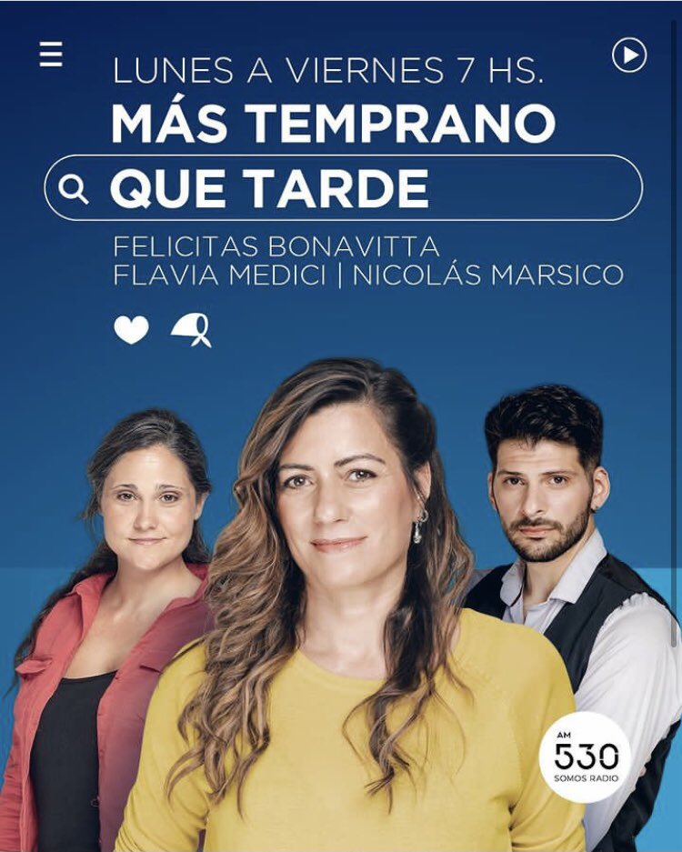 📻 Al aire ¡ya arrancó #MasTempranoQueTarde!
Con @felicitasbv, @nicomarsico y <a href="/medicifla/">Flavia Medici</a> 🎙
Escucha:

am530somosradio.com/en-vivo/