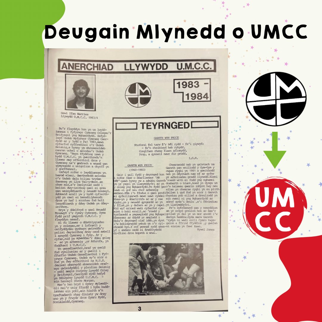 Penblwydd Hapus I NI 🎉🎉. Mae heddiw yn nodi 4️⃣0️⃣ mlynedd ers sefydlu UMCC ar y 3ydd o Fai 1983.