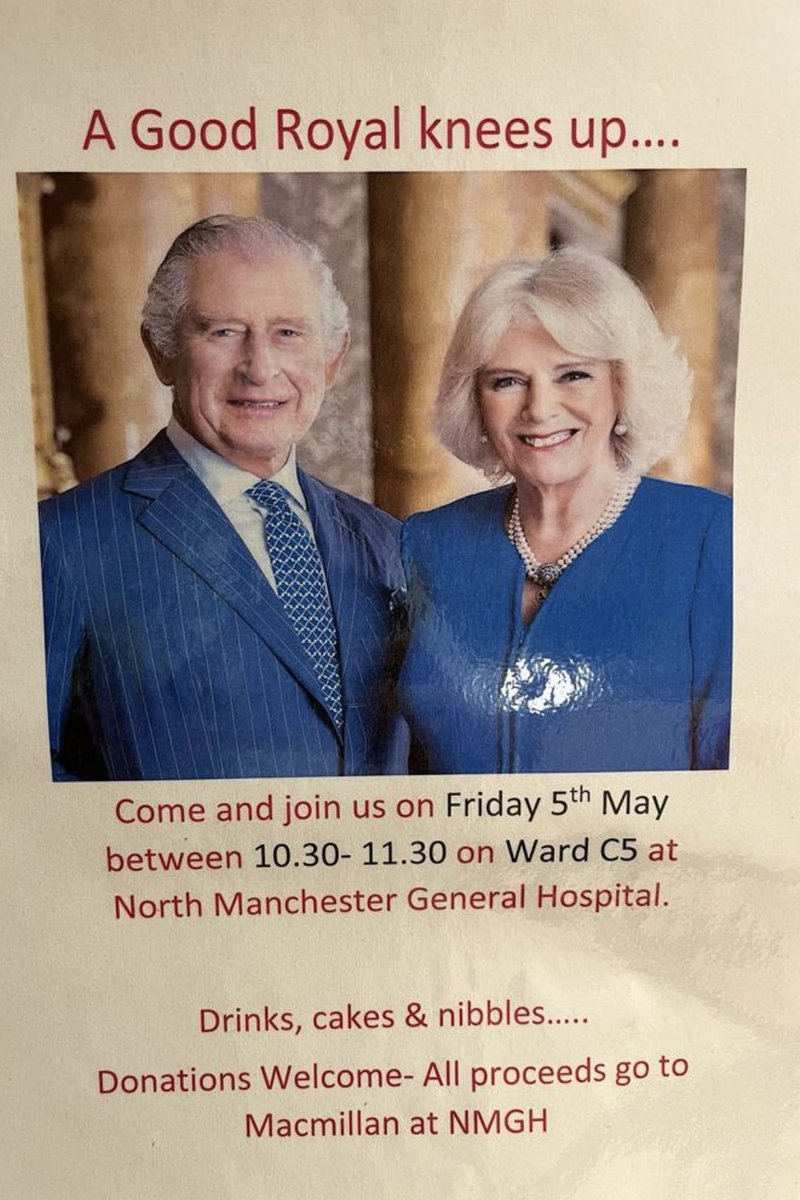 The Royals are returning to ward C5 on Friday! Please join us 😊 <a href="/MFTnhs/">MFT NHS</a> <a href="/NorthMcrGH_NHS/">North Manchester General Hospital</a>