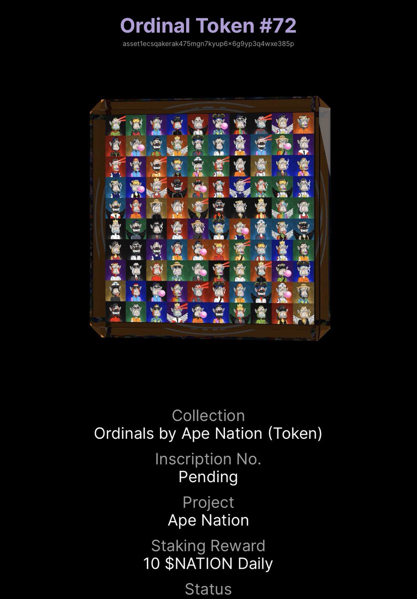 Ordinals by Ape Nation (token) … one step closer to getting my Ordinal. #BTC #OrdinalsNFT #crosschain #WEAREAPENATION #RiseOfTheApe