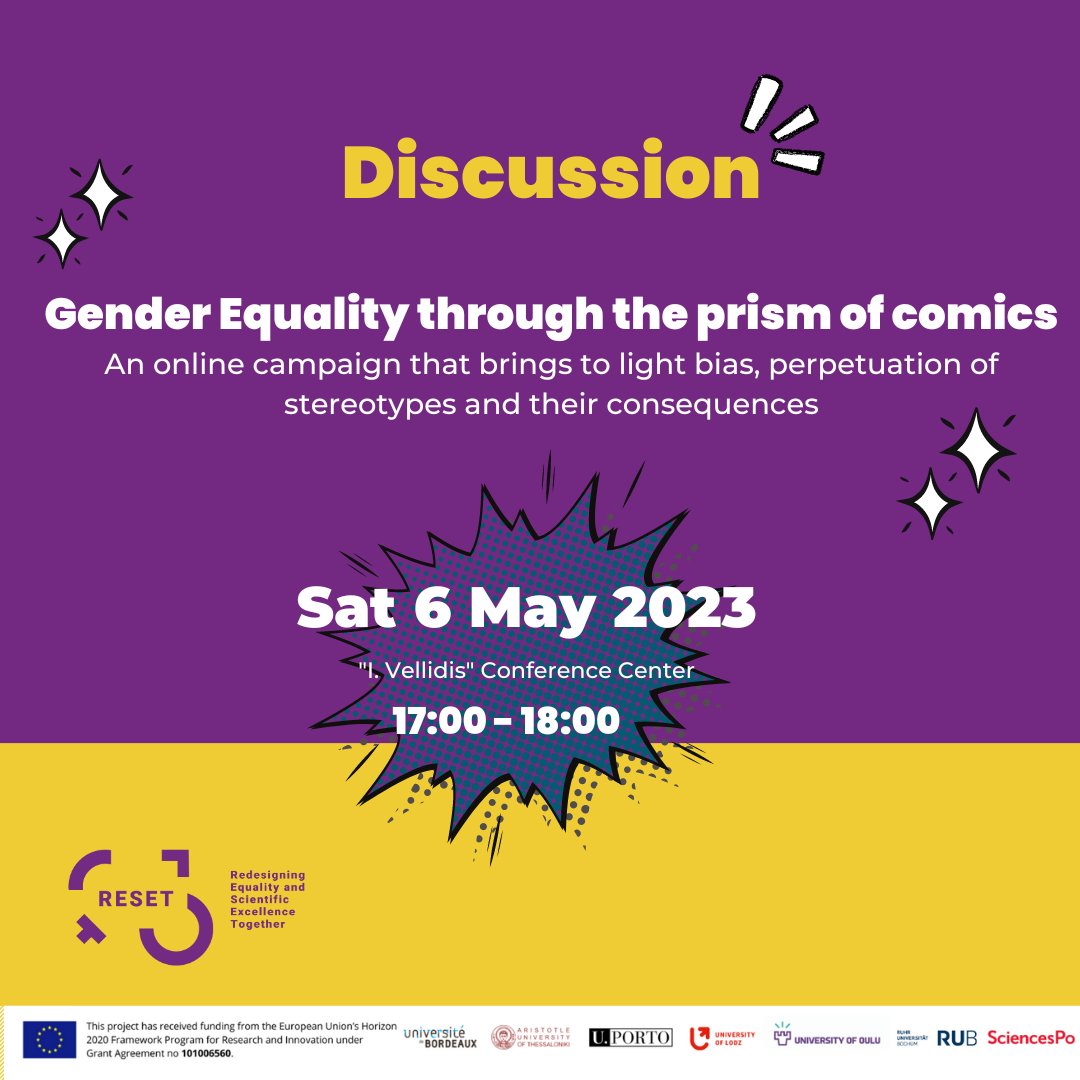 Reset_EUproject's tweet photo. 🟣RESET project is happy to announce its participation in the 7th Thessaloniki Comic Convention #Thecomiccon, with the The recent campaign "Digital Wings"
Find more here: (🇬🇷) https://t.co/9fOykFkZ2L
#wereset #genderequality #H2020 https://t.co/u67DN3MHT6