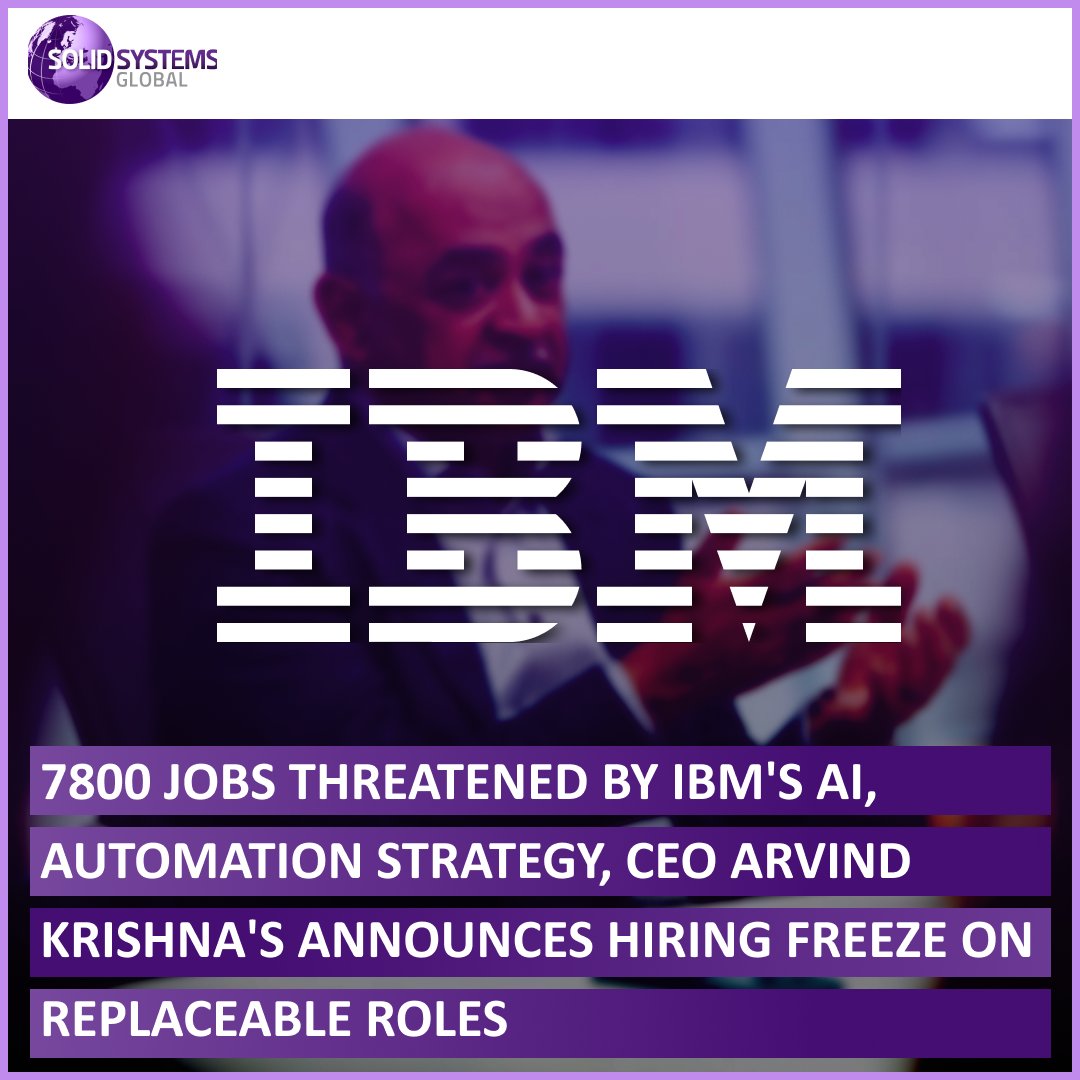 solidglobal's tweet photo. Is AI taking over jobs at IBM?
CEO Arvind Krishna's bold move to freeze hiring for replaceable roles is underway.
⬇️
https://t.co/SH6Uq6kNAh
#IBM #ArtificialIntelligence #automation #Jobs #CEO #future #futuretech #HiringAlert #hardware #storage #network #solidsystemsglobal https://t.co/guKHMSsMkO