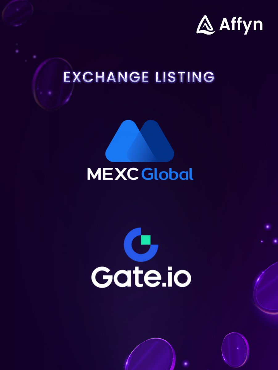 AffynOfficial's tweet photo. 📢 Exciting news, Affynians! Affyn will be listed on both @gate_io and @MEXC_Global starting 3 May 2023 at 12:00 UTC.

Get ready to trade $FYN on two reputable CEXs 🔥 Deposits are now open for FYN, with trading pairs FYN/USDT available soon.

#Affyn #MEXC #Gateio https://t.co/PU8EIg5G0V