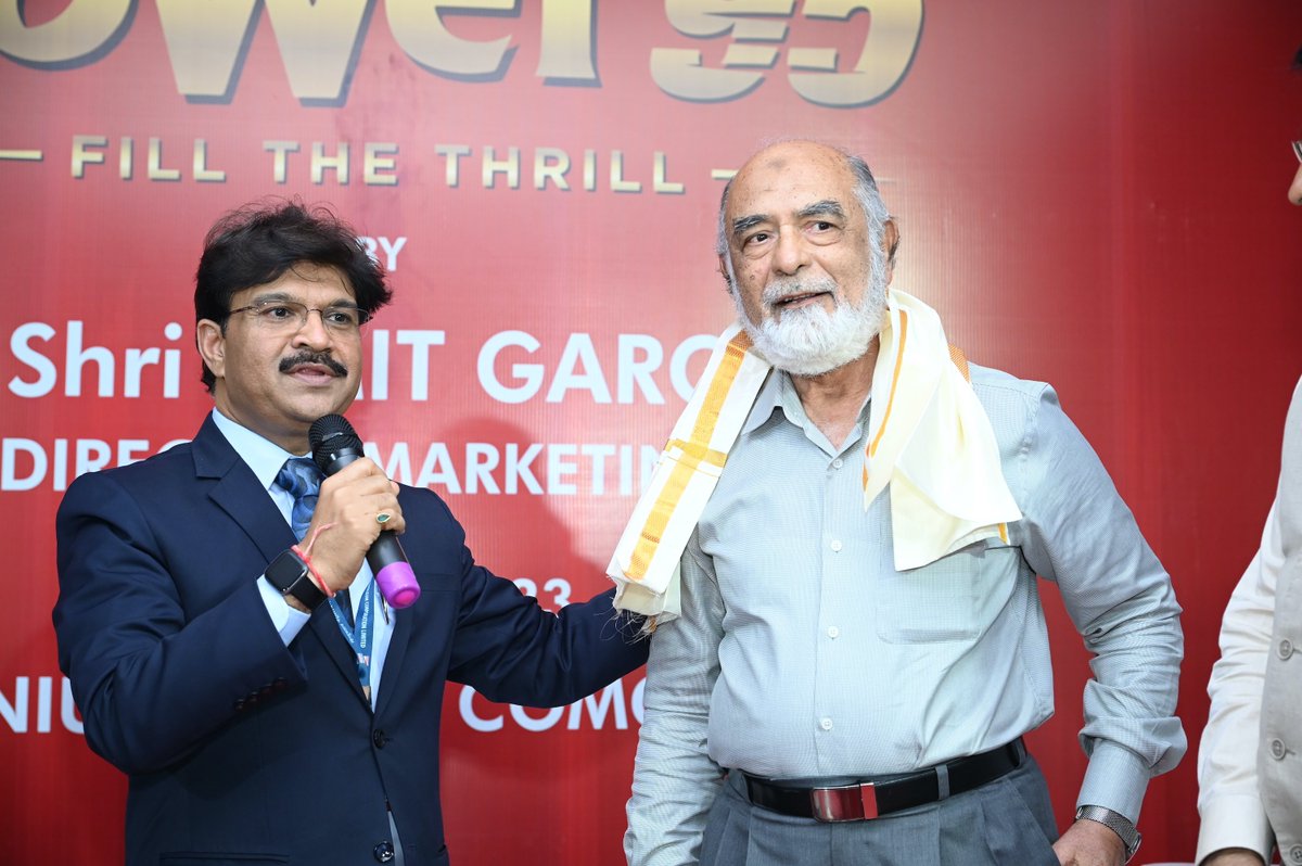 HPCL's tweet photo. Our premium fuel with high octane rating, poWer95 was launched by #HPCL Director – Marketing, Sh. Amit Garg at Millennium Pearl COMCO, Hyderabad.

Director – Marketing highlighted the benefits of poWer 95 fuel in vehicles, like better engine performance, lower emissions and better driving experience.
