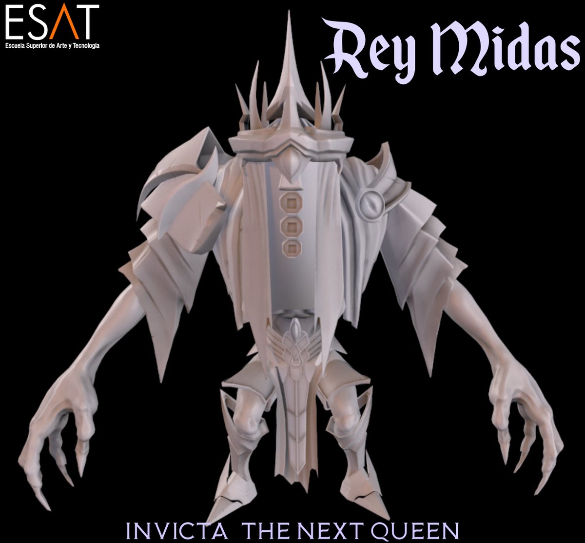 Finally it's time to share the boss, the Rey Midas🤴🏻created by <a href="/SimonCP_art/">Simon Comes Pecurul</a> 

Powered by <a href="/ESAT_Valencia/">ESAT</a> 🎮

#art #3dart #3dmodeling #UE5 #indiedev #gamedev