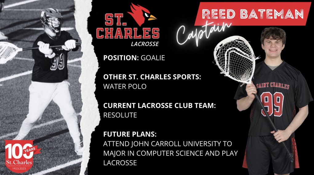 St. Charles Lacrosse Senior Spotlight!

Congratulations to senior Captain and goalie Reed Bateman!