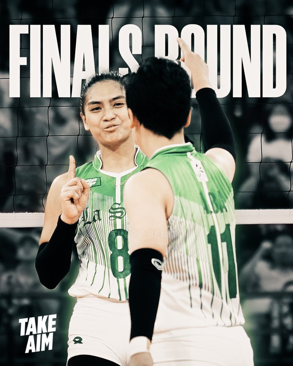 TakeAimLS's tweet photo. No one could be happier than these two, the remaining members of the UAAP 81 team. Their rookie year was a heatbreak but now they have another chance to give La Salle a championship before their collegiate careers are over.

On to the finals 🏹🏐

#UAAPSeason85 https://t.co/45wn6v8SlP