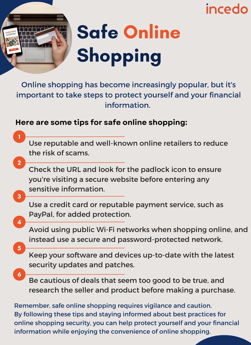 Skyonthetop's tweet photo. Securely Click and Shop: Protect Your Online Purchases with these Safe Online Shopping Tips.
#Incedo #wininthedigitalage #cybersecurity  #besecure #becybersmart https://t.co/8choJXvu7c