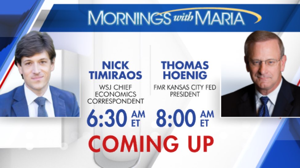 Maria Bartiromo (@mariabartiromo) on Twitter photo GM happy #Wednesday join us now for a big show <a href="/MorningsMaria/">Mornings with Maria</a> <a href="/FoxBusiness/">FOX Business</a> <a href="/WarrenDavidson/">Warren Davidson 🇺🇸</a>
<a href="/NickTimiraos/">Nick Timiraos</a>
<a href="/RyanPaynePCM/">Ryan Payne</a>
<a href="/RepChuck/">Chuck Fleischmann</a>
<a href="/PactumAi/">Pactum AI</a>
<a href="/SenMullin/">Markwayne Mullin</a>
<a href="/KenPaxtonTX/">Attorney General Ken Paxton</a>
<a href="/BankofAmerica/">Bank of America</a>
Coming up next <a href="/KansasCityFed/">Kansas City Fed</a> former president Hoenig & <a href="/WSJ/">The Wall Street Journal</a> Timiraos GM happy #Wednesday join us now for a big show <a href="/MorningsMaria/">Mornings with Maria</a> <a href="/FoxBusiness/">FOX Business</a> <a href="/WarrenDavidson/">Warren Davidson 🇺🇸</a>
<a href="/NickTimiraos/">Nick Timiraos</a>
<a href="/RyanPaynePCM/">Ryan Payne</a>
<a href="/RepChuck/">Chuck Fleischmann</a>
<a href="/PactumAi/">Pactum AI</a>
<a href="/SenMullin/">Markwayne Mullin</a>
<a href="/KenPaxtonTX/">Attorney General Ken Paxton</a>
<a href="/BankofAmerica/">Bank of America</a>
Coming up next <a href="/KansasCityFed/">Kansas City Fed</a> former president Hoenig & <a href="/WSJ/">The Wall Street Journal</a> Timiraos