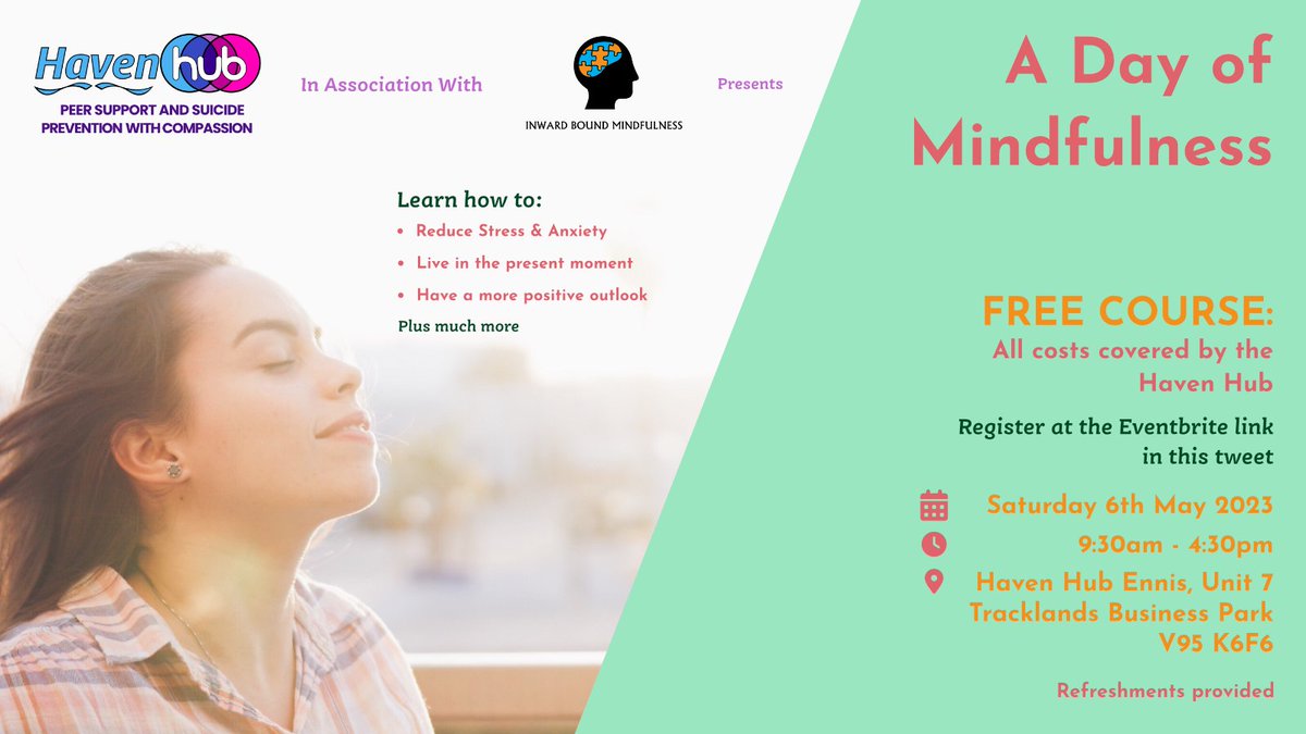 We are proud to be working with Inward Bound Mindfulness to bring you this free mindfulness course happening in Ennis this weekend. Tickets available from:
eventbrite.ie/myevent/629860…