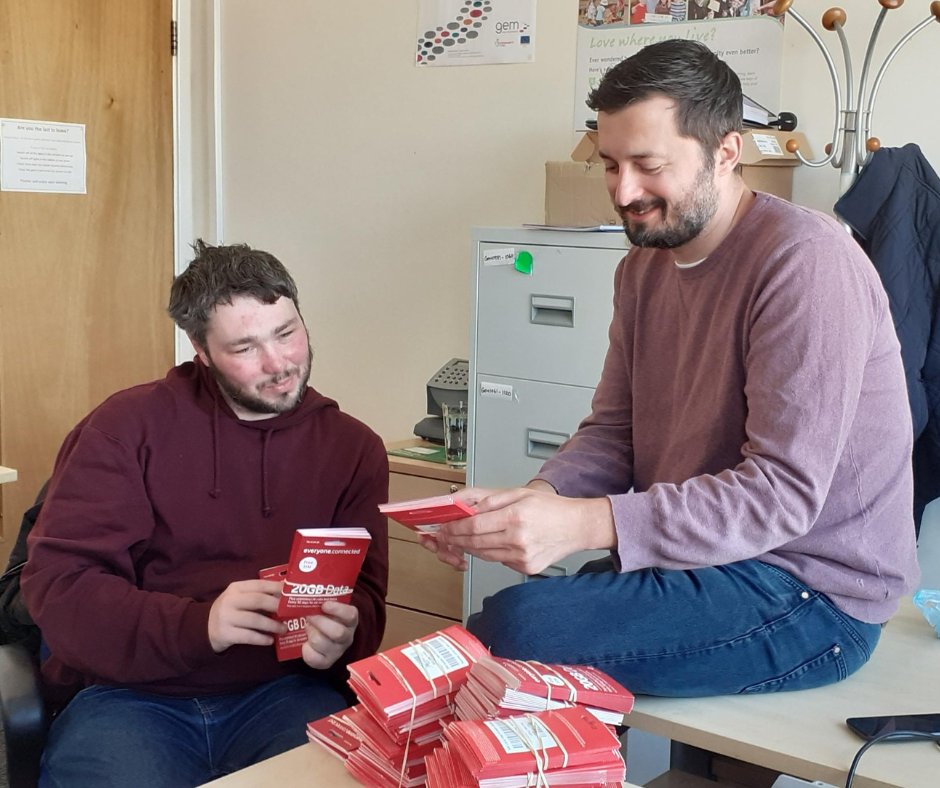 GlosRCC's tweet photo. Big news! Thanks to @VodafoneFdn we have been given almost 5,000 sim cards to distribute throughout Gloucestershire. We are working alongside partners such as @ChurnProject, @GlosGateway and @CheltBoroHomes for local, targeted support. https://t.co/A0IupgCqNd