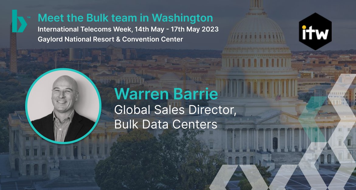 See you at ITW!👋🏼

Our Global Sales Director, Warren Barrie will be attending International Telecoms Week.

If you're attending, let's arrange a meeting to discuss how Bulk's Nordic data center solutions can help you scale your high-density workloads and reducing your cost base.