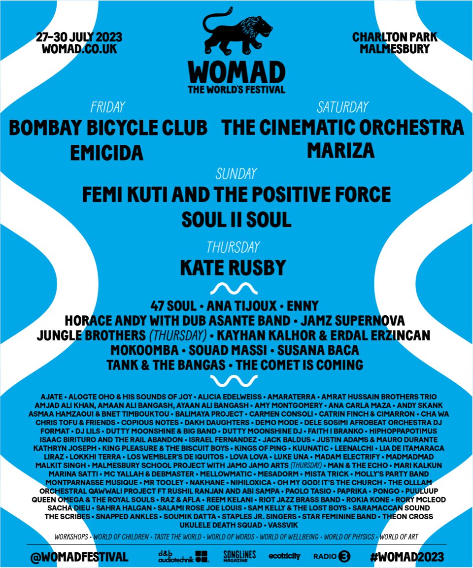Very excited to be playing @womadfestival this summer! 🙌🏾 Get tickets now at womad.co.uk