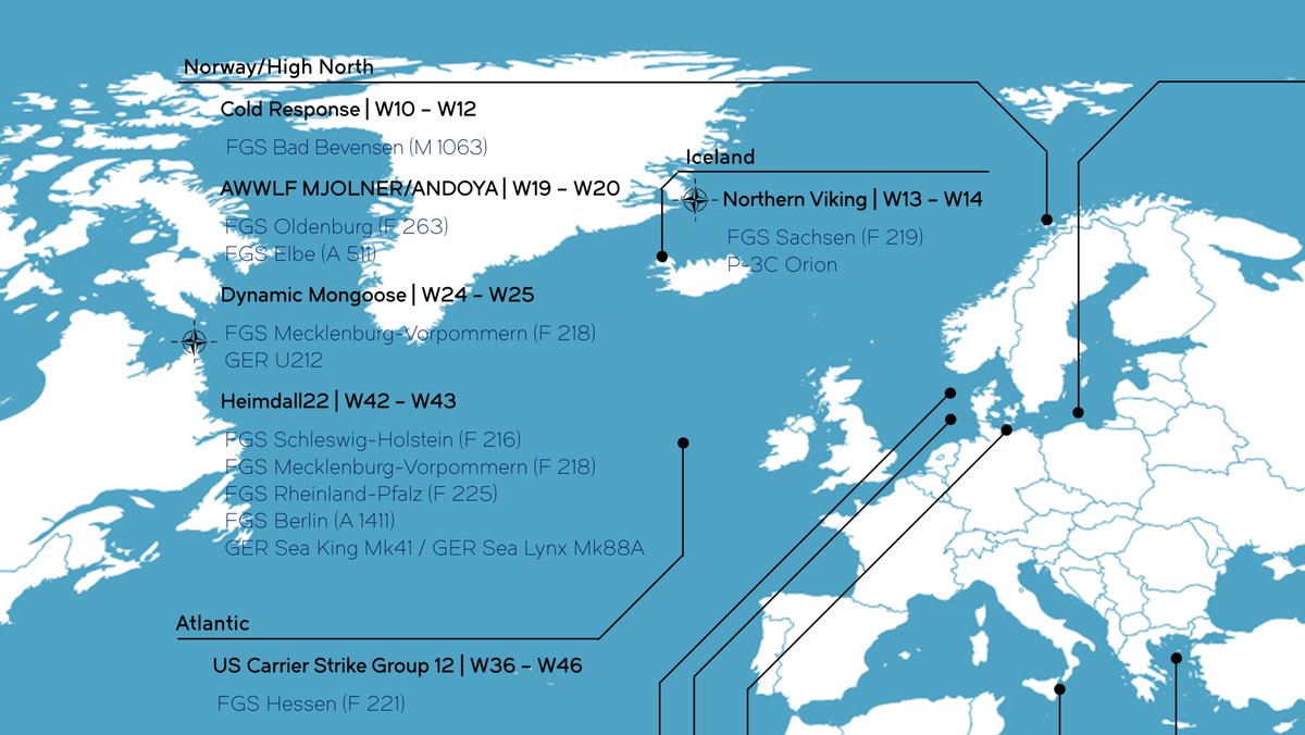 German Navy #fleettracker annual overview map for 2022 is out now! Curious to get the whole picture? 
Check it out: t1p.de/99gcb
<a href="/ISPK_org/">ISPK</a> <a href="/dmb_ev/">Deutscher Marinebund</a> <a href="/deutschemarine/">Deutsche Marine</a>