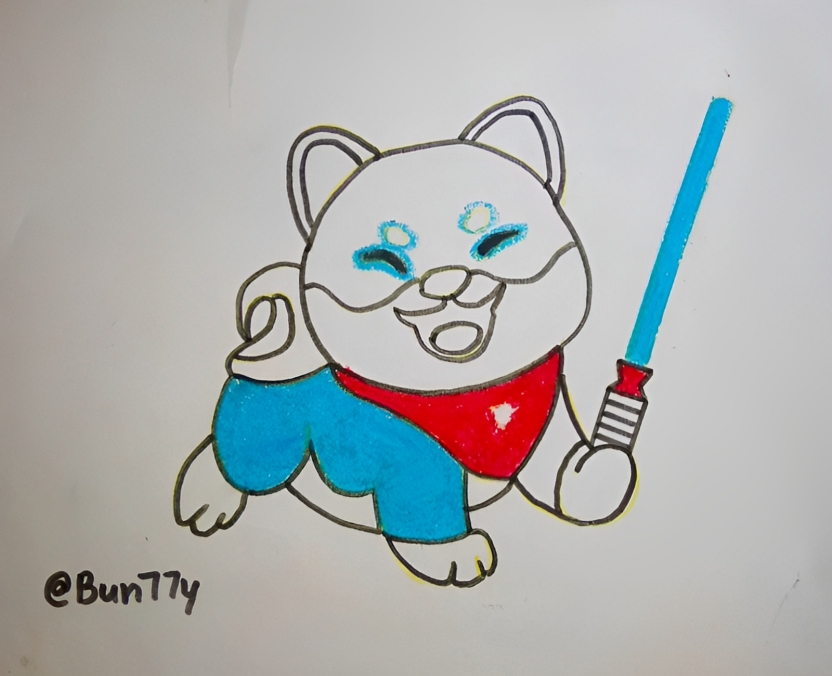 Bun77y's tweet photo. $VINU is organising a #starwarsday Design Contest.   

Thank You #vinustarwars Event for allowing me to participate. Spent a good time drawing this cute Little #vinu jedi.
#Vinusquad #starwars https://t.co/hinhIedYaf