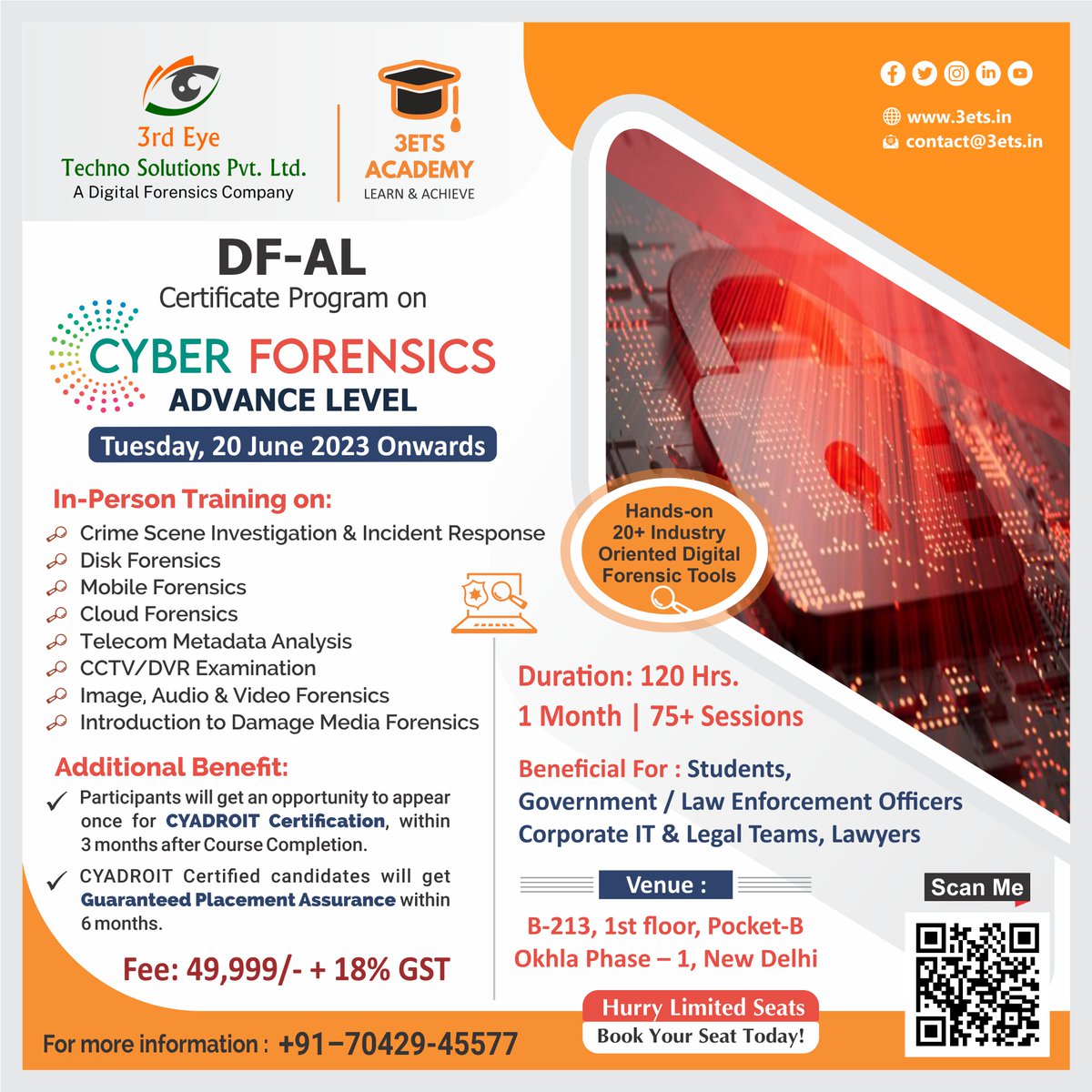 3ets_Forensics's tweet photo. Get Enrolled in the 120-hour certification program and shape your career in the most demanding field of Cyber Forensics.
✅ Certificate Program on Cyber Forensics [DF-AL]
📅 Tuesday, 20 June 2023
➡ 120 Hours
💻 Offline
🔗 https://t.co/hJitpoJ5Ms
#DFIR #certification #cyber #3ets https://t.co/Q4DzGJUt7b