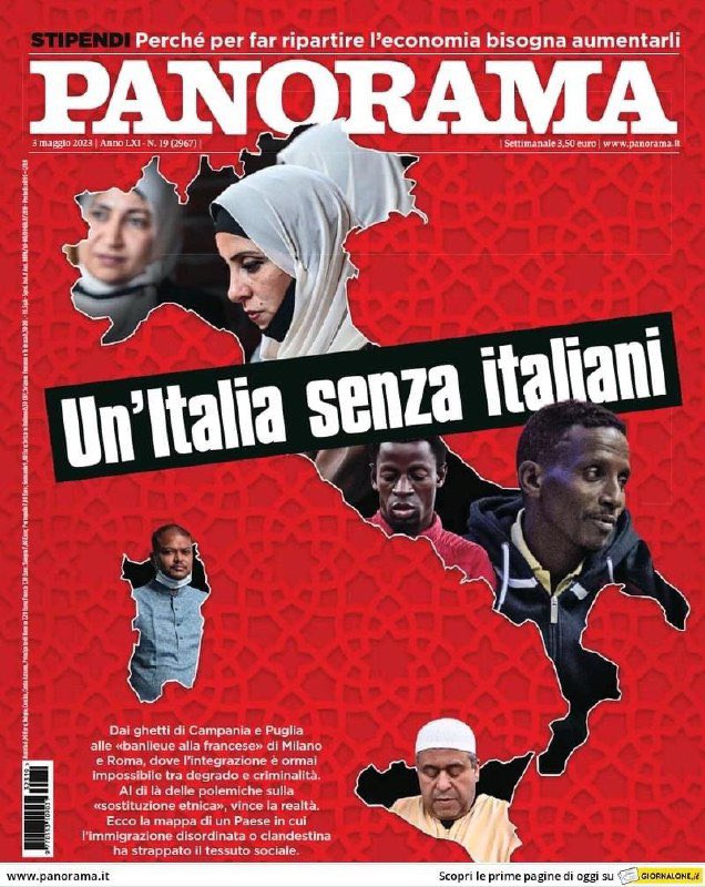 La copertina di Panorama in edicola da oggi è dedicata al problema dell'immigrazione clandestina e della difficile e comprovata mancanza di integrazione in alcune zone di Milano, Torino ed altro grandi città d'Italia. Un viaggio all'interno di situazioni oggettivamente difficili