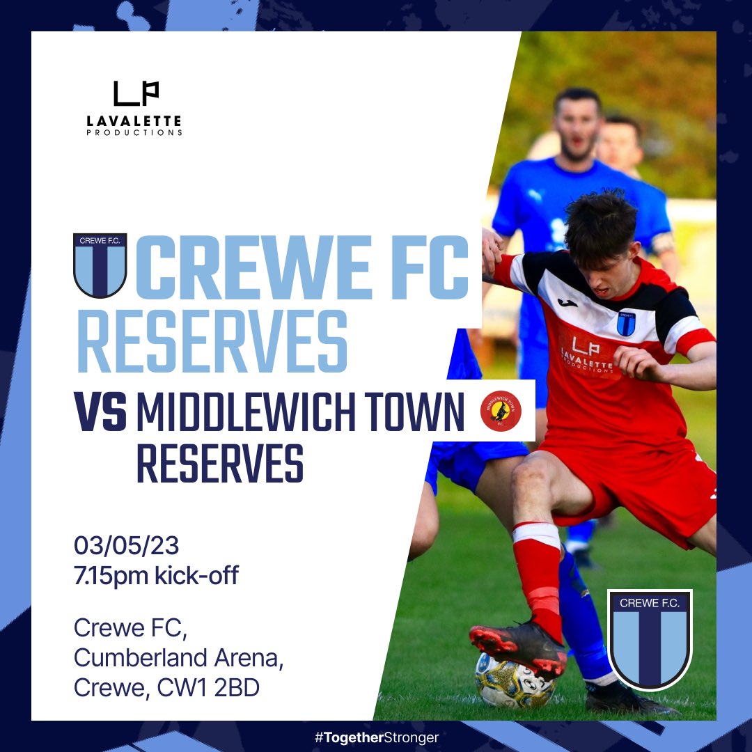Crewe FC Reserves (@crewefcreserves) on Twitter photo ๐ง๐๐ ๐๐๐ฆ๐ง ๐๐๐ก๐๐โฆ
<a href="/steve_parky/">Steve Parker</a> & <a href="/MikeyMc03/">Mike McDonald</a>โs side wrap up their <a href="/CheshireFL/">Cheshire Football League โฝ๏ธ</a> campaign this evening as they host <a href="/MiddlewichRes/">Middlewich Town Reserves FC</a> at the Cumberland, having secured a top 3 finish after promotion last seasonโฆ
Itโs always a cracker of a game too!
See you there. ๐ง๐๐ ๐๐๐ฆ๐ง ๐๐๐ก๐๐โฆ
<a href="/steve_parky/">Steve Parker</a> & <a href="/MikeyMc03/">Mike McDonald</a>โs side wrap up their <a href="/CheshireFL/">Cheshire Football League โฝ๏ธ</a> campaign this evening as they host <a href="/MiddlewichRes/">Middlewich Town Reserves FC</a> at the Cumberland, having secured a top 3 finish after promotion last seasonโฆ
Itโs always a cracker of a game too!
See you there.