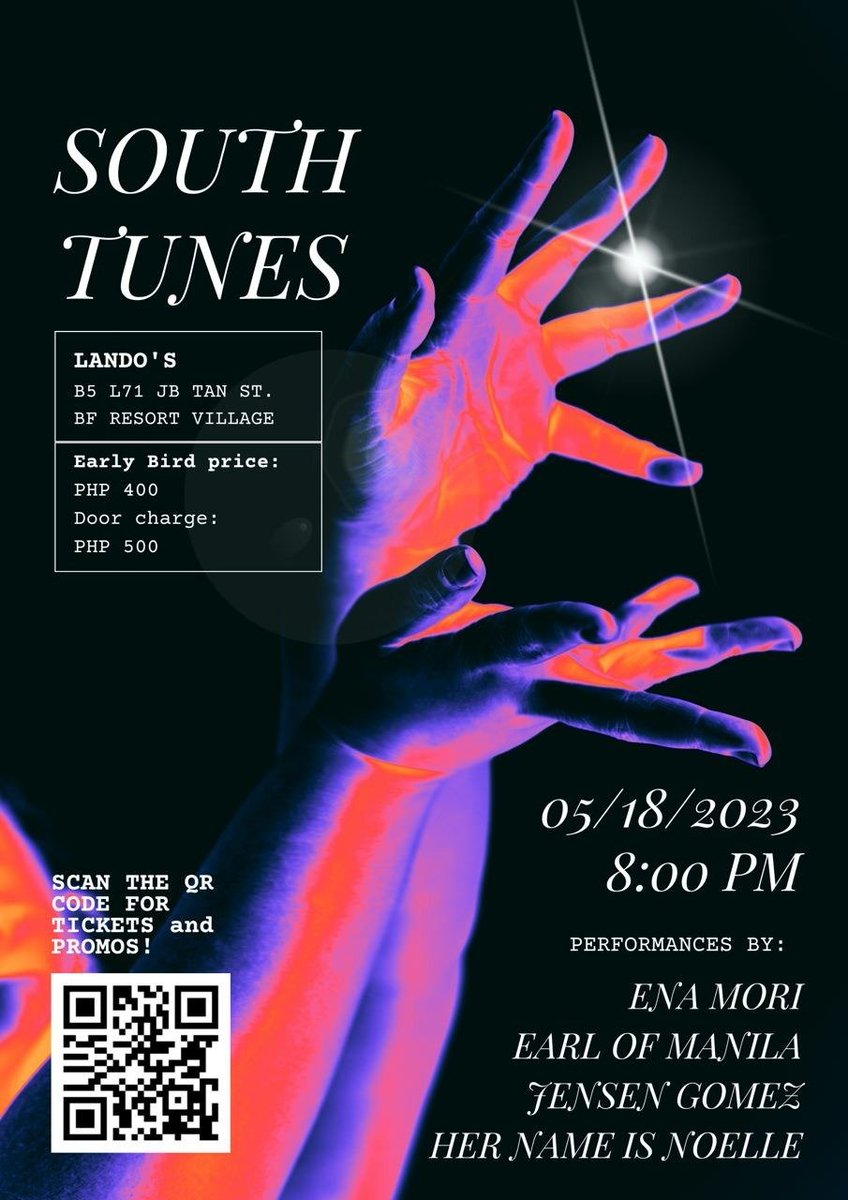 A rare South gig haha! Home turf baybeeeehhhh

I'm excited to perform for y'all this May 18 at Lando's, BF Resort Village, Las Pinas. Catch you there!