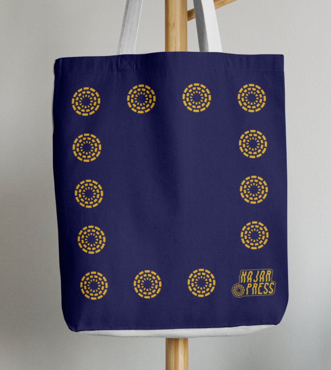 Two weeks left to support our crowdfunder! Thank you to everyone who's contributed 💙

Here's a sneak-peek mock-up of the design for the exclusive Hajar Press totes we're sending out as thanks for £25+ donations 🛍️

Don't forget to select the reward!

crowdfunder.co.uk/p/help-hajar-p…