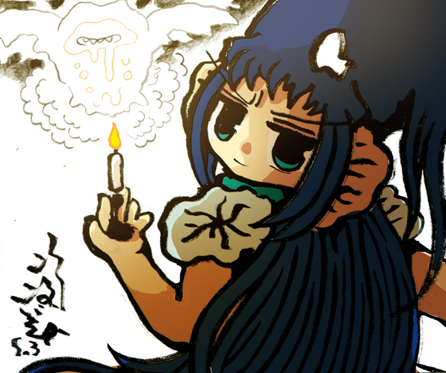 #毎日造物大女王さま 蝋燭の火に憑く妖魔である。 『日本怪異妖怪事典 四国』では、四国各地の妖怪がいろいろ掲載されてます。蝋燭に火には魔物が憑くので、1回消してもう1回つけた火を提灯や新品の蝋燭には用いるといわれてたんだソウナ。
