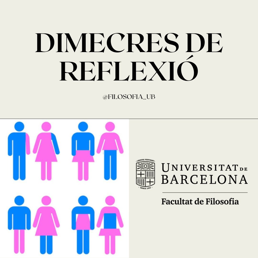 Filosofia_UB's tweet photo. Una importantíssima filòsofa ha assenyalat un fet clau: que la identitat de gènere no precedeix a les seves expressions; ans al contrari, són les expressions de gènere les que es reïfiquen com a identitat: d'això se'n diu performativitat. Sabeu de quina filòsofa es tracta? https://t.co/1ODsaTydgS