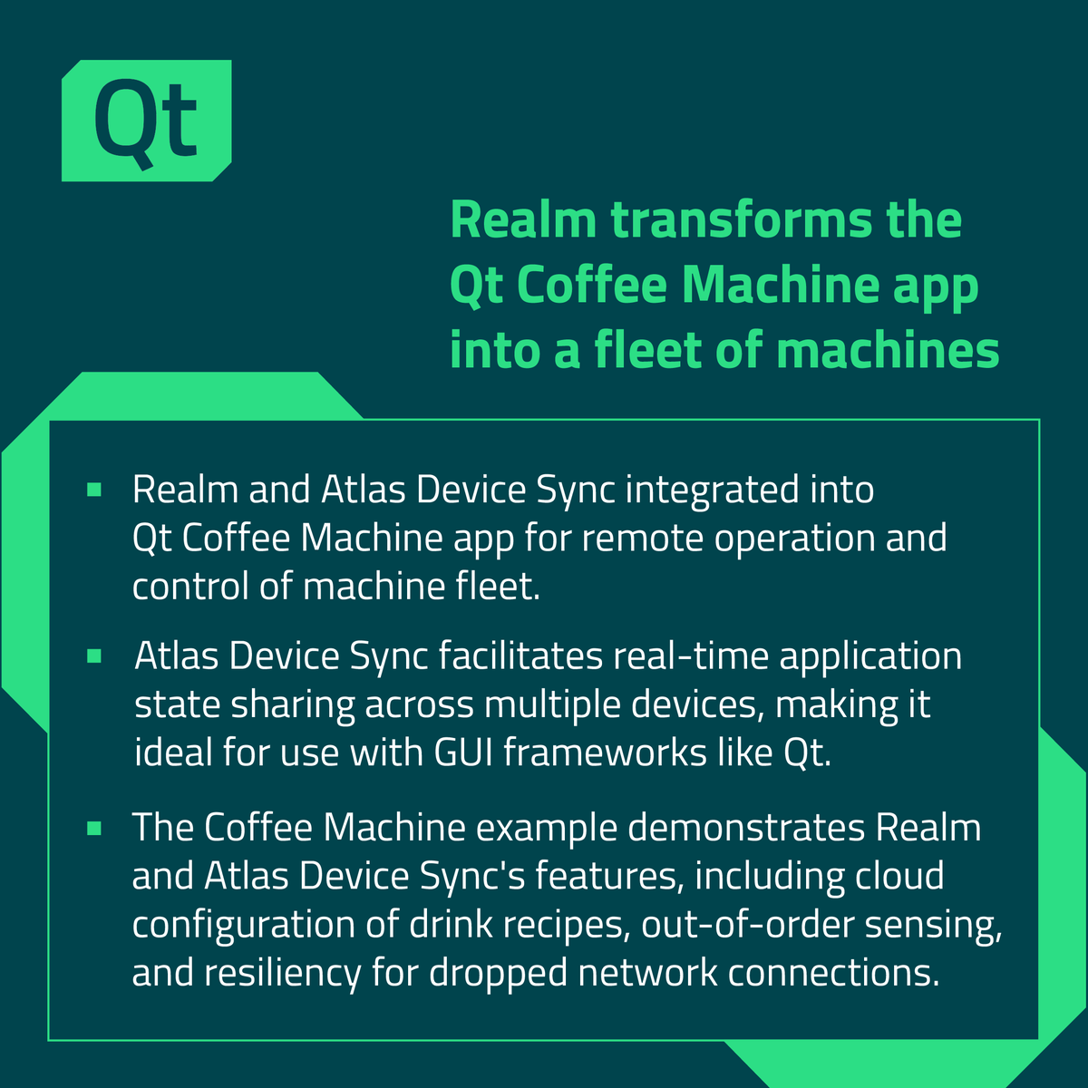 In collaboration with @MongoDB's team, Realm, and Atlas Device Sync was integrated into the Qt Coffee Machine application. Learn about the benefits and view the source code: hubs.li/Q01Nty5s0 #qtdev #IoT #integration #developer #applicationdevelopment