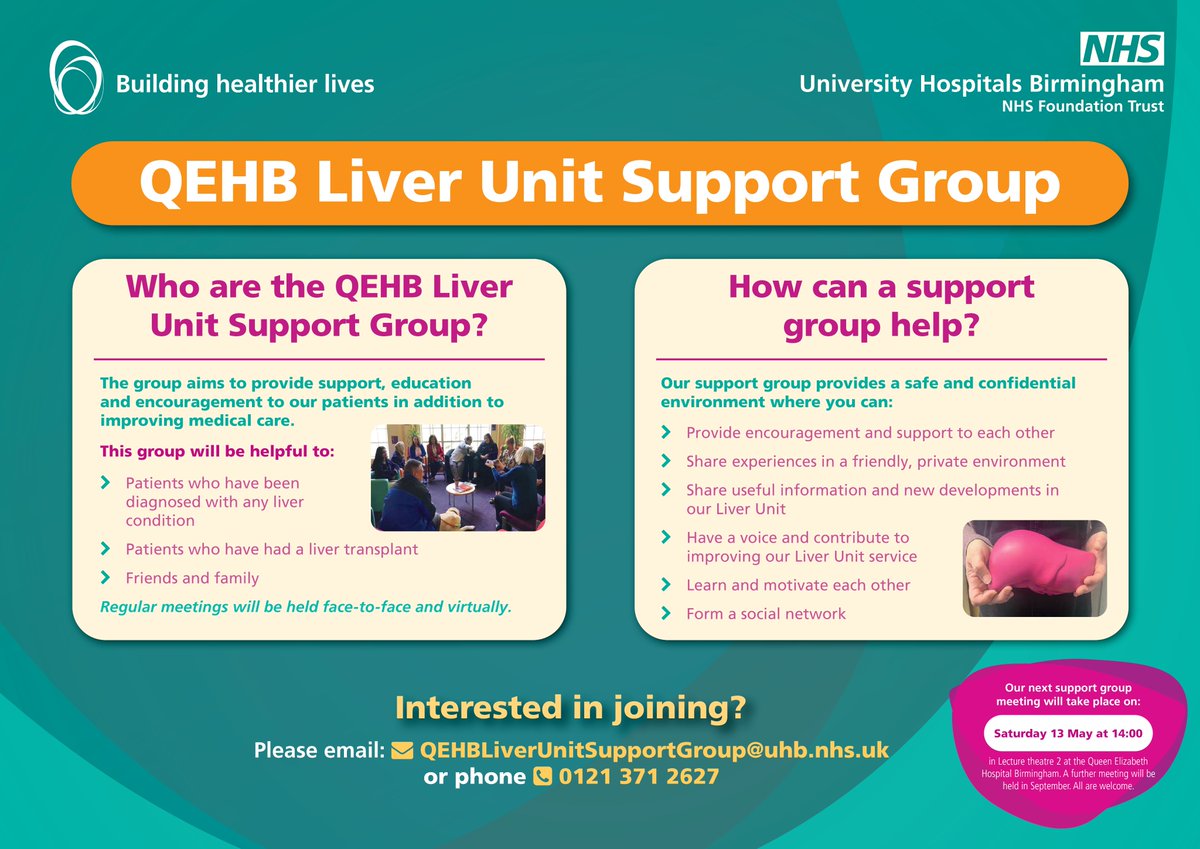 British Liver Trust (@livertrust) on Twitter photo Our friends at <a href="/Bham_HPB_LTx/">Birmingham HPB & Liver Transplant Unit</a> have set up a new support group for people diagnosed with a #LiverDisease or who have received a #LiverTransplant in #Birmingham
If you are interested in joining email: QEHBLiverUnitSupportGroup@uhb.nhs.uk Our friends at <a href="/Bham_HPB_LTx/">Birmingham HPB & Liver Transplant Unit</a> have set up a new support group for people diagnosed with a #LiverDisease or who have received a #LiverTransplant in #Birmingham
If you are interested in joining email: QEHBLiverUnitSupportGroup@uhb.nhs.uk