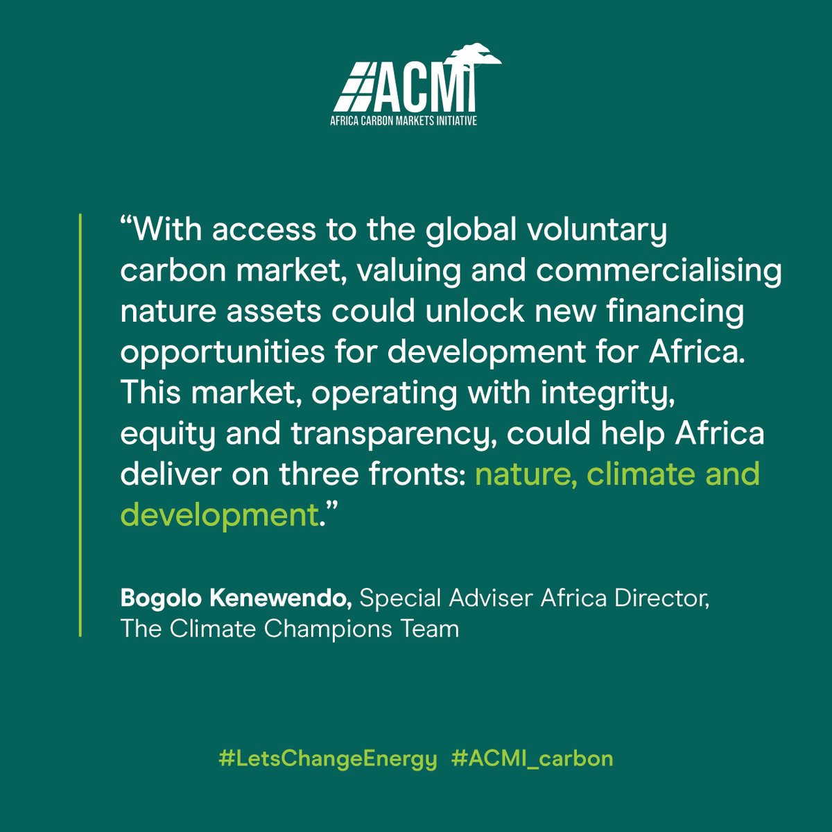 🌱The Africa Carbon Markets Initiative (#ACMI_Carbon) aims to bring transparency and produce high-integrity #carbon markets for African countries. <a href="/BogoloKenewendo/">Bogolo Kenewendo</a> <a href="/hlcchampions/">Climate High-Level Champions</a> <a href="/EnergyAlliance/">Global Energy Alliance for People and Planet</a> <a href="/ECA_OFFICIAL/">ECA</a> <a href="/DamilolaSDG7/">Damilola Ogunbiyi</a> <a href="/ngangaj/">Joseph Nganga</a> 

More via <a href="/devex/">Devex</a> 👇
ow.ly/a8NE50Ob1Ts